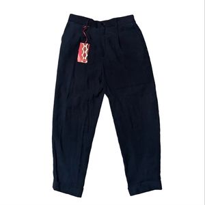 NWT Zara Man Navy Loose Fit Cropped Ankle Length Rolled Cuff Trouser Pants 31